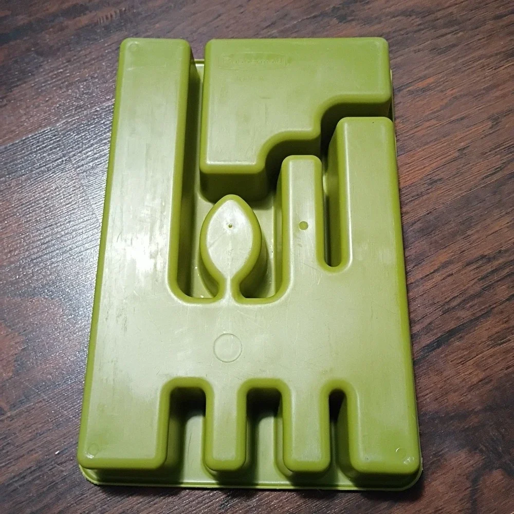 VTG MCM Rubbermaid 2921‎ Avocado Green Silverware Tray Drawer Utensil Organizer